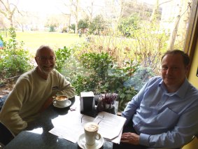 Photo of Dr Peter Clinch and IALS Librarian David Gee